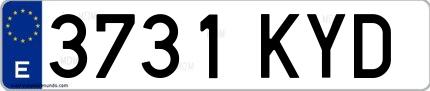Ejemplo de matrícula española 3731 KYD