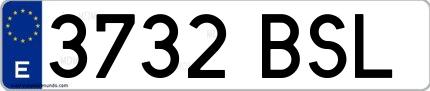 Ejemplo de matrícula española 3732 BSL