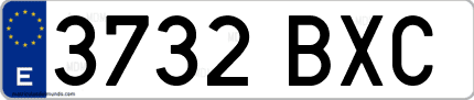 Ejemplo de matrícula de coche ordinaria 3732 BXC