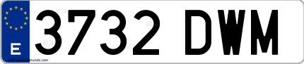 Ejemplo de matrícula española 3732 DWM