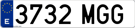 Ejemplo de matrícula de coche ordinaria 3732 MGG