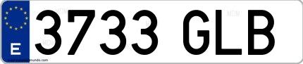 Ejemplo de matrícula española 3733 GLB