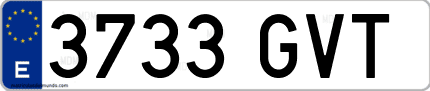 Ejemplo de matrícula de coche ordinaria 3733 GVT