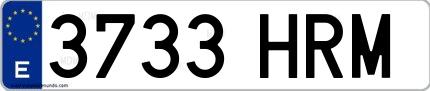 Ejemplo de matrícula española 3733 HRM
