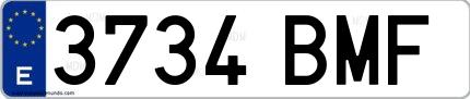 Ejemplo de matrícula española 3734 BMF