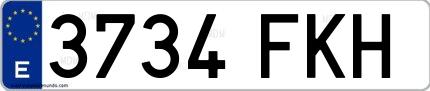 Ejemplo de matrícula española 3734 FKH