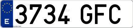 Ejemplo de matrícula de coche ordinaria 3734 GFC