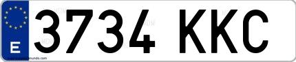 Ejemplo de matrícula española 3734 KKC