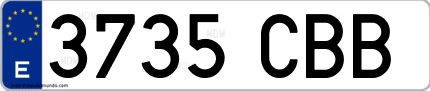 Ejemplo de matrícula de coche ordinaria 3735 CBB