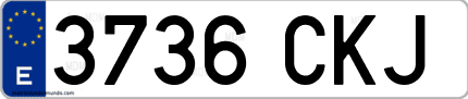 Ejemplo de matrícula de coche ordinaria 3736 CKJ