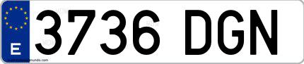 Ejemplo de matrícula española 3736 DGN