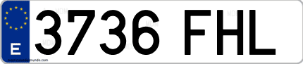 Ejemplo de matrícula de coche ordinaria 3736 FHL