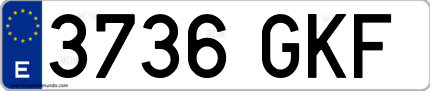 Ejemplo de matrícula de coche ordinaria 3736 GKF