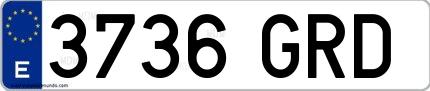 Ejemplo de matrícula española 3736 GRD