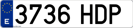 Ejemplo de matrícula de coche ordinaria 3736 HDP