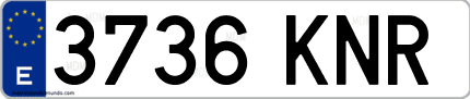 Ejemplo de matrícula de coche ordinaria 3736 KNR