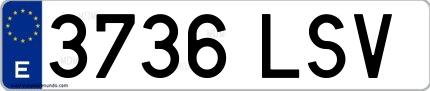 Ejemplo de matrícula española 3736 LSV