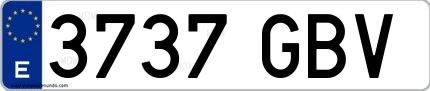 Ejemplo de matrícula española 3737 GBV