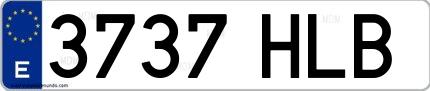 Ejemplo de matrícula española 3737 HLB