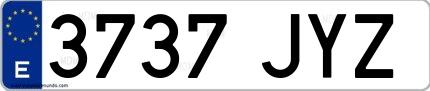 Ejemplo de matrícula española 3737 JYZ