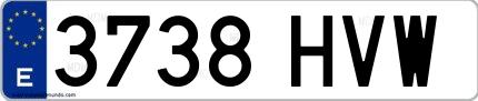 Ejemplo de matrícula española 3738 HVW