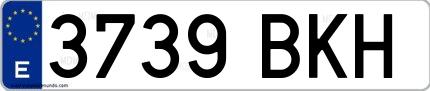 Ejemplo de matrícula española 3739 BKH