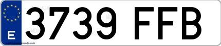 Ejemplo de matrícula española 3739 FFB