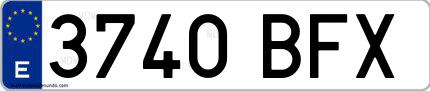Ejemplo de matrícula española 3740 BFX