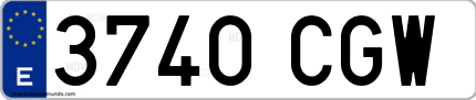 Ejemplo de matrícula de coche ordinaria 3740 CGW