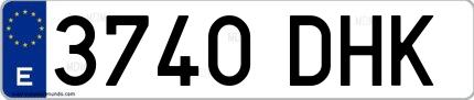Ejemplo de matrícula española 3740 DHK
