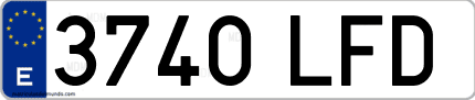 Ejemplo de matrícula de coche ordinaria 3740 LFD