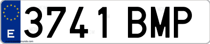 Ejemplo de matrícula de coche ordinaria 3741 BMP
