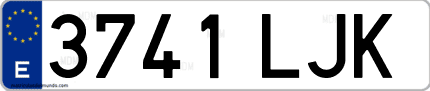 Ejemplo de matrícula de coche ordinaria 3741 LJK