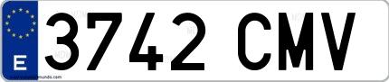 Ejemplo de matrícula española 3742 CMV