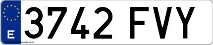 Ejemplo de matrícula española 3742 FVY