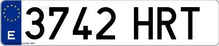 Ejemplo de matrícula española 3742 HRT