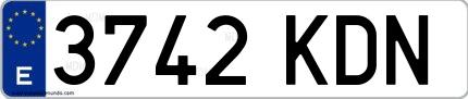 Ejemplo de matrícula española 3742 KDN