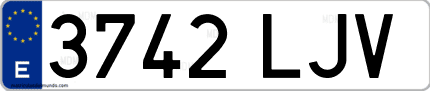 Ejemplo de matrícula de coche ordinaria 3742 LJV