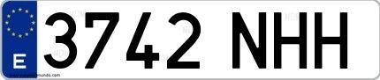 Ejemplo de matrícula española 3742 NHH