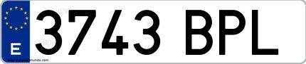 Ejemplo de matrícula española 3743 BPL