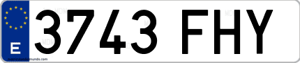 Ejemplo de matrícula de coche ordinaria 3743 FHY
