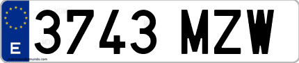Ejemplo de matrícula de coche ordinaria 3743 MZW