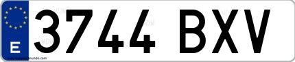 Ejemplo de matrícula española 3744 BXV