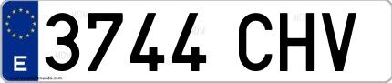 Ejemplo de matrícula española 3744 CHV