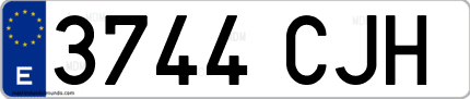 Ejemplo de matrícula de coche ordinaria 3744 CJH