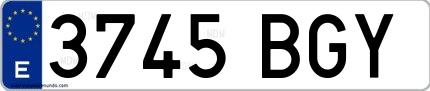 Ejemplo de matrícula española 3745 BGY