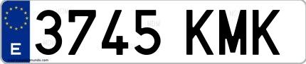 Ejemplo de matrícula española 3745 KMK