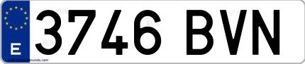 Ejemplo de matrícula española 3746 BVN