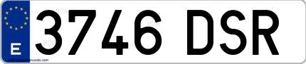Ejemplo de matrícula española 3746 DSR