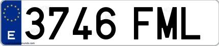 Ejemplo de matrícula española 3746 FML